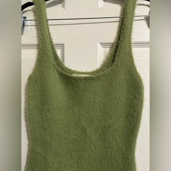 Which We Want Green Fuzzy Mini Sweater Dress - Size Small - Picture 2 of 3